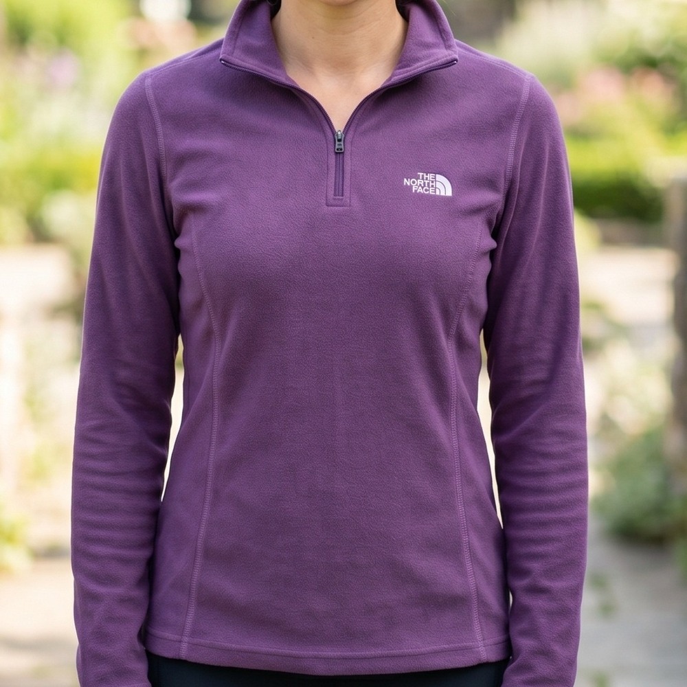 The North Face Womens TKA 100 Fleece Pullover Purple Quarter Zip Jacket S/P